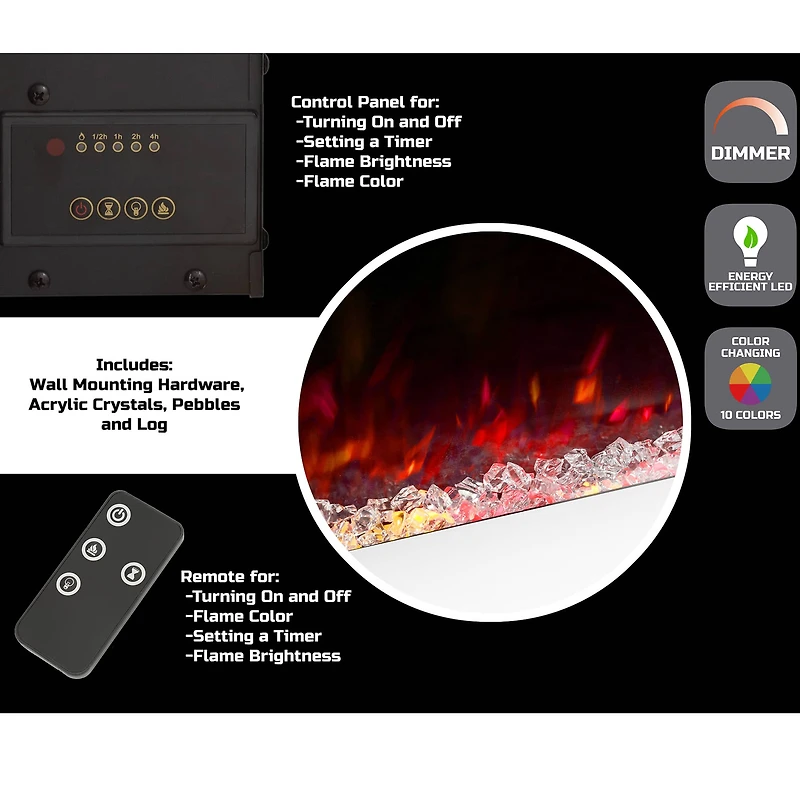 Hastings Home 36" White LED Electric Fireplace