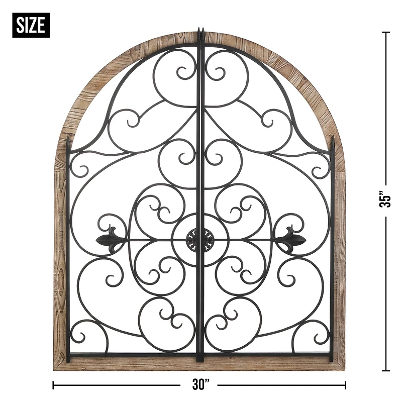 Arched Wood & Iron Wall Décor