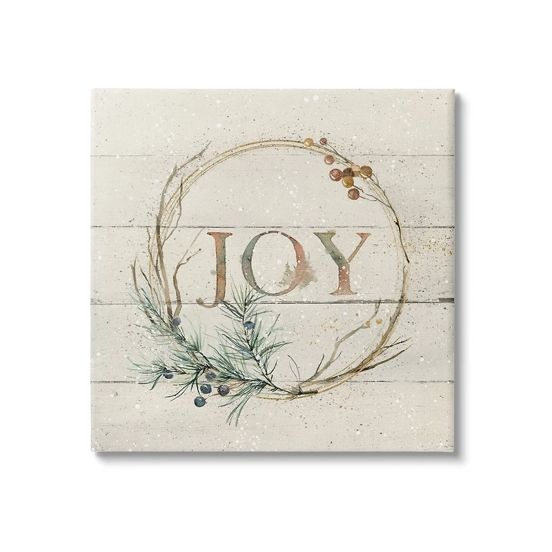 Stupell Industries Seasonal Winter Joy Wreath Canvas Wall Art