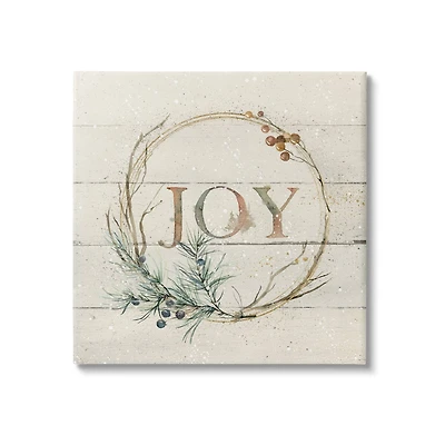 Stupell Industries Seasonal Winter Joy Wreath Canvas Wall Art