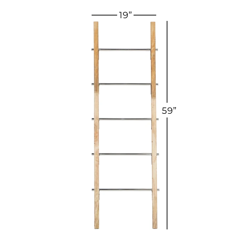 59" Brown Stainless Steel Contemporary Ladder
