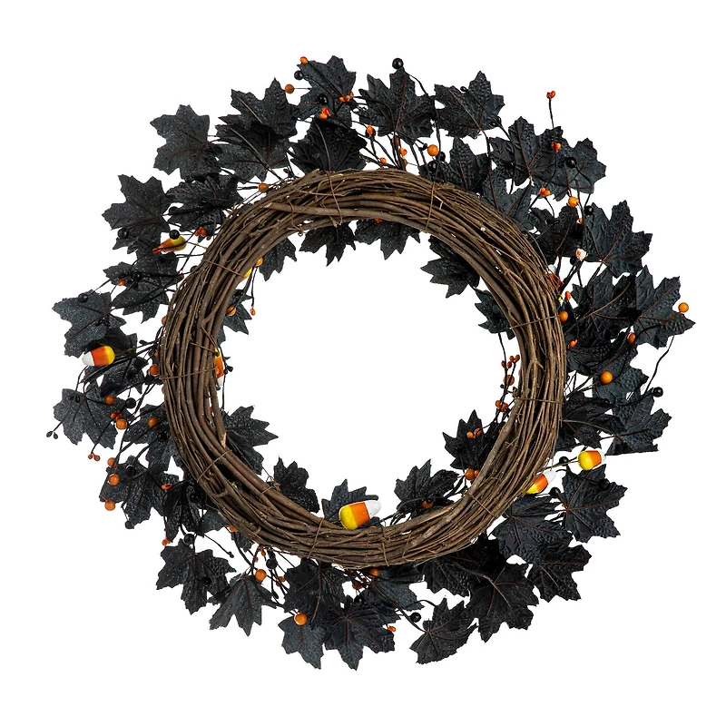 Glitzhome® 24" Halloween Candy Corn Berries Wreath