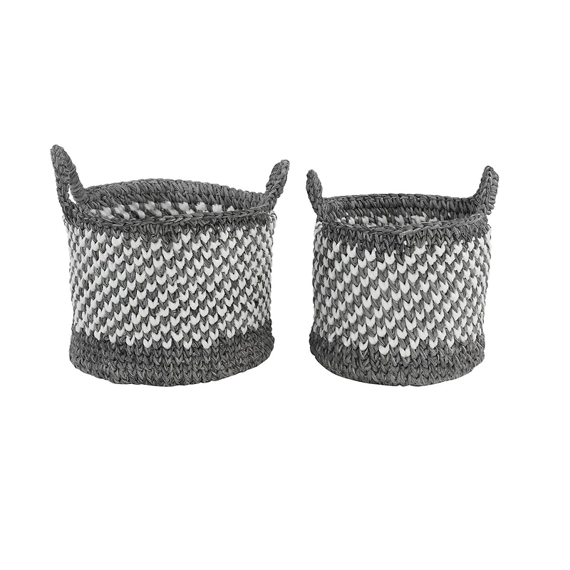 Gray Polyester Eclectic Storage Basket Set