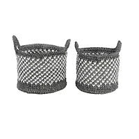 Gray Polyester Eclectic Storage Basket Set