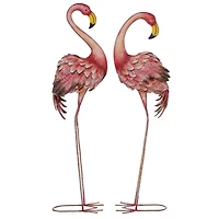 Pink Flamingo Garden Sculpture Set