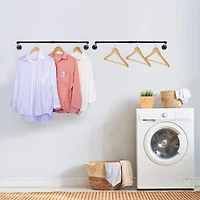 Black Metal Wall Mounted Multi-Purpose Clothing Rack