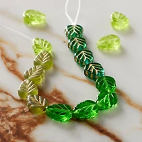 Green Czech Glass Leaf Beads, 10.5mm by Bead Landing™