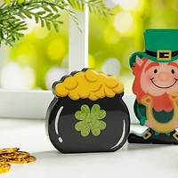 Glitzhome® St. Patrick's Shamrock, Pot of Gold & Leprechaun Table Décor Set