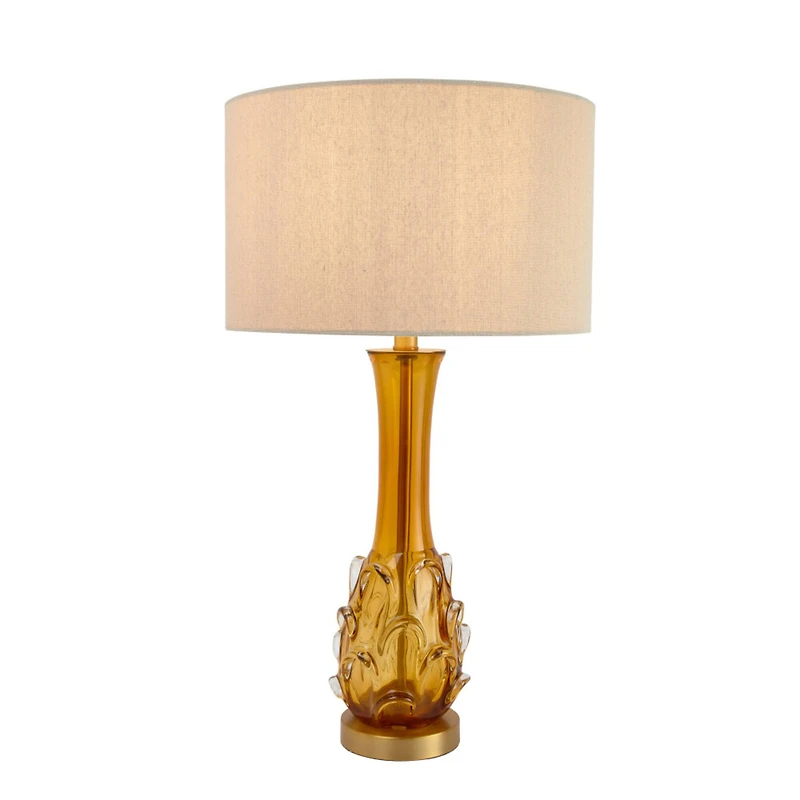 Hello Honey® 26.5" Amber Mid Century Glass Table Lamp with Fabric Shade