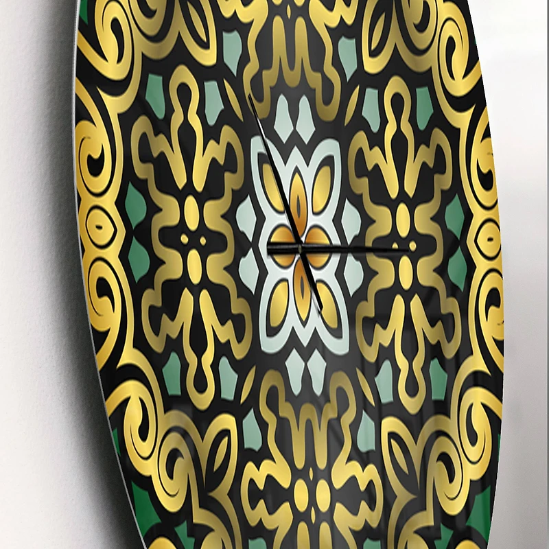 Designart 'Ethnic Floral Geometric Ornament Modern Wall Clock