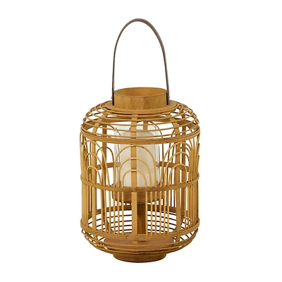 15" Tan Bohemian Bamboo Lantern