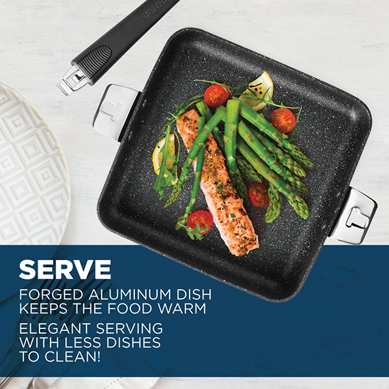 The Rock® by Starfrit® 9" Fry Pan & Square Dish with T-Lock Detachable Handle