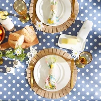 Stonewash Blue Polka Dot Vinyl Tablecloth 70" Round