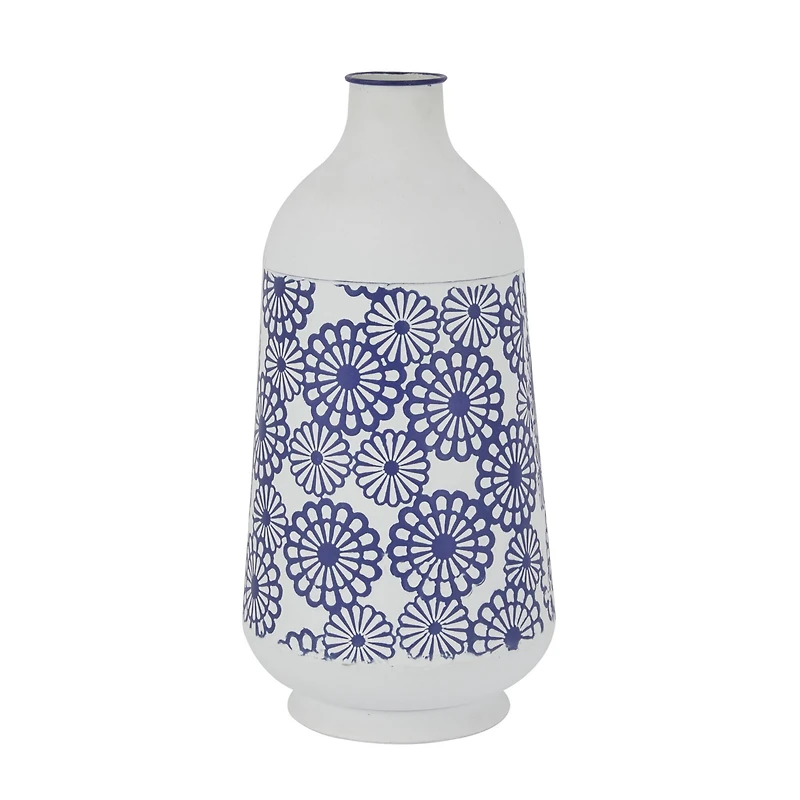 White Iron French Country Vase, 16" x 8" x 8"