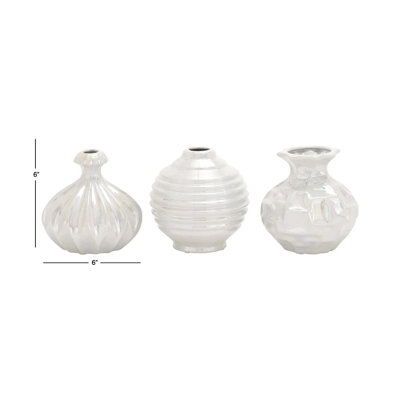 White Stoneware Modern Vase Set