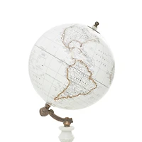 14" White Marble & Metal Modern Globe