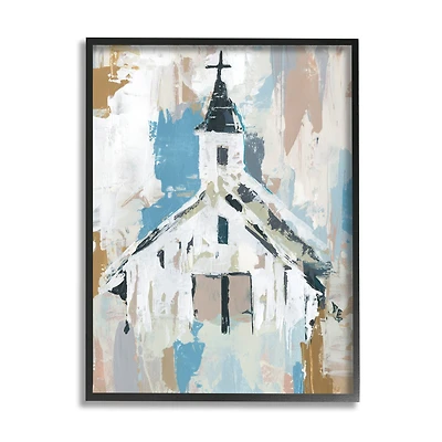 Stupell Industries Distressed Country Church House Abstract Pattern Framed Wall Art