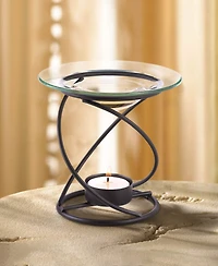 4.5" Modern Spiral Metal & Glass Candle Oil Warmer