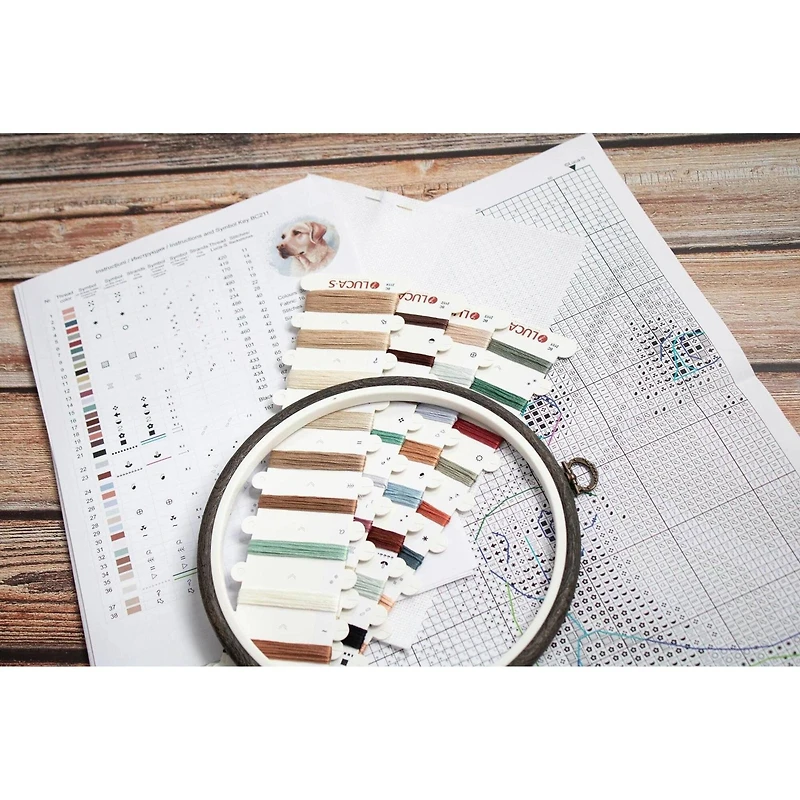 Luca-S Labrador Counted Cross Stitch Kit with Display Hoop