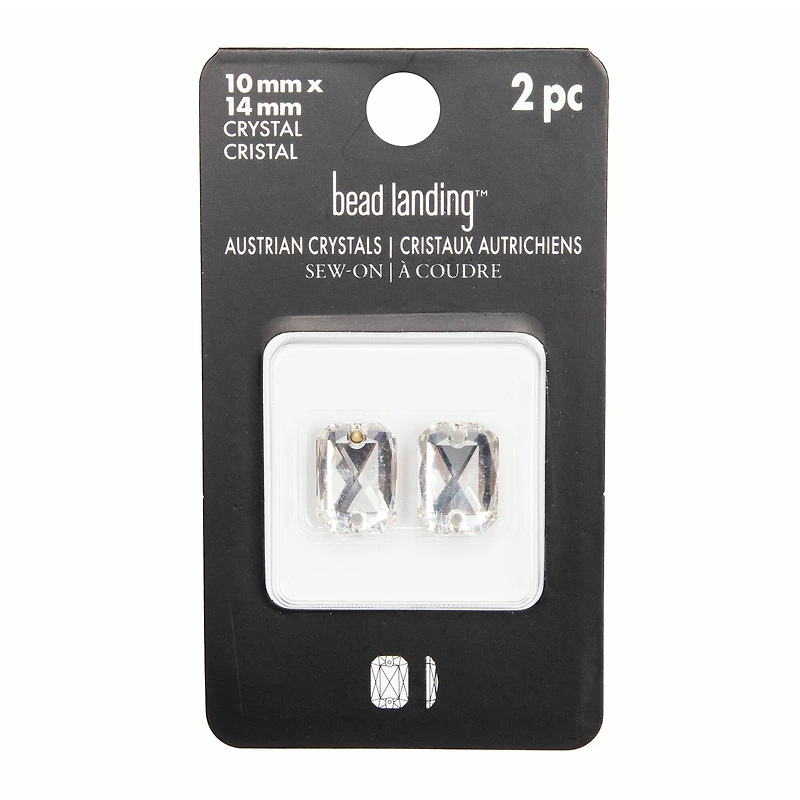 14mm Crystal Emerald Cut Sew-On Austrian Crystals by Bead Landing™, 2ct.