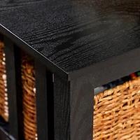 Walker Edison 40" Black Mission Storage Coffee Table with Baskets