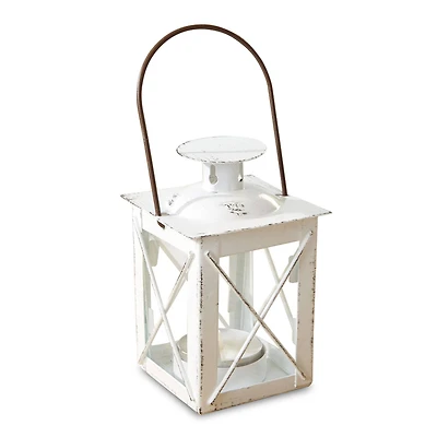 Kate Aspen® Luminous Distressed White Lantern Tea Light Holder, 4ct.