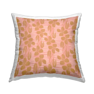 Stupell Industries Casual Flower Petals Pink Stripes Pattern Throw Pillow, 18" x 18"