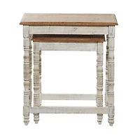 White Mango Wood Farmhouse Accent Table, 24" x 22" x 14"