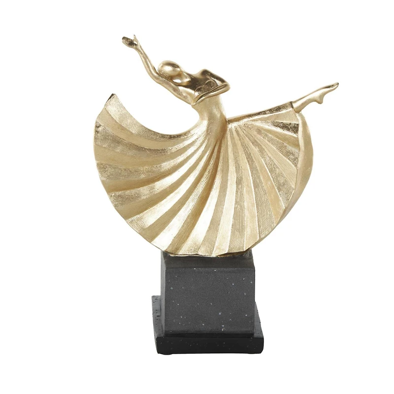 12" Gold Dancer Sculpture with Black Square Base