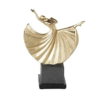 12" Gold Dancer Sculpture with Black Square Base