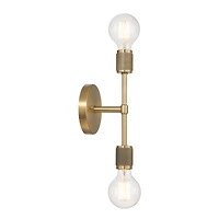Hello Honey® Maxim 19" Gold Modern Minimalist Metal Exposed 2-Bulb Wall Sconce