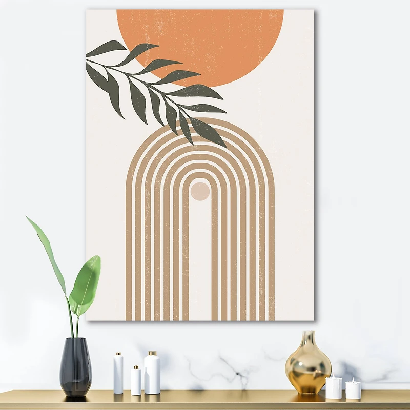 Designart - Abstract Sun Moon Leaves I