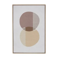 25" x 37" Wooden Geometric Circle Wall Art with White Fabric Detailing