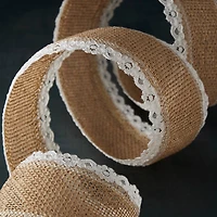 2.5" x 3yd. Faux Burlap & Lace Ribbon by Celebrate It® Classic