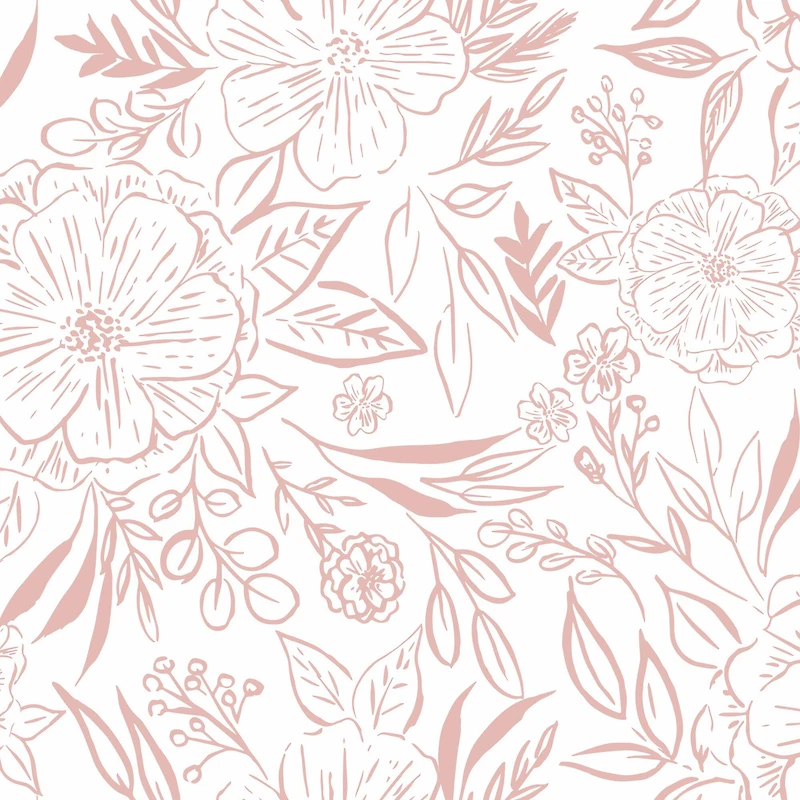 RoomMates Pink & White Floral Sketch Peel & Stick Wallpaper