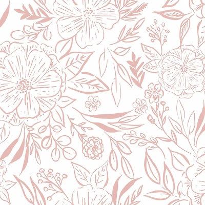 RoomMates Pink & White Floral Sketch Peel & Stick Wallpaper