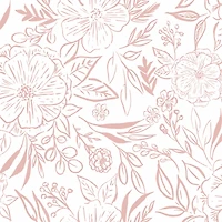 RoomMates Pink & White Floral Sketch Peel & Stick Wallpaper