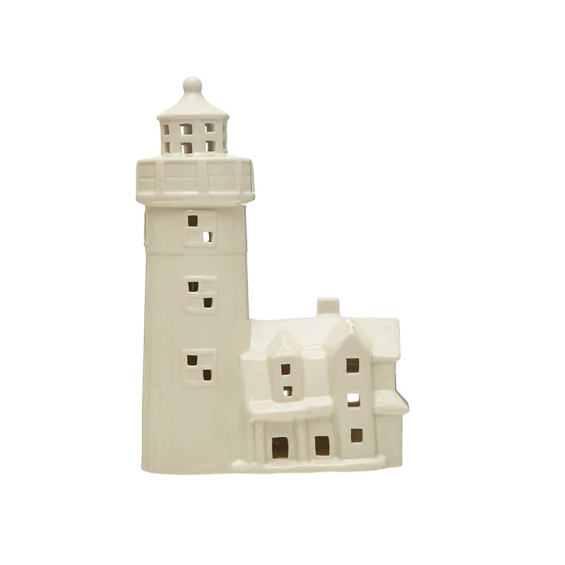 Hello Honey® 10.5" White Stoneware Lighthouse with LED Light
