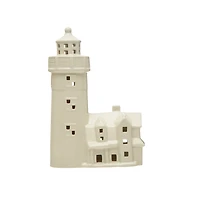 Hello Honey® 10.5" White Stoneware Lighthouse with LED Light