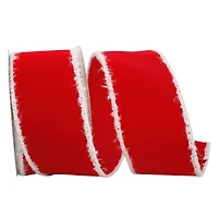 JAM Paper 2.5" x 10yd. Red Velvet Snowy Wired Edge Ribbon