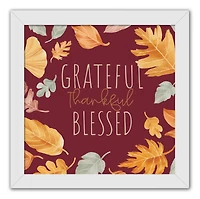 Grateful Thankful Blessed White Framed Print Under Plexiglass