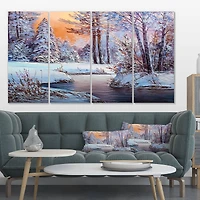 Designart - Forest in Winter Sunset