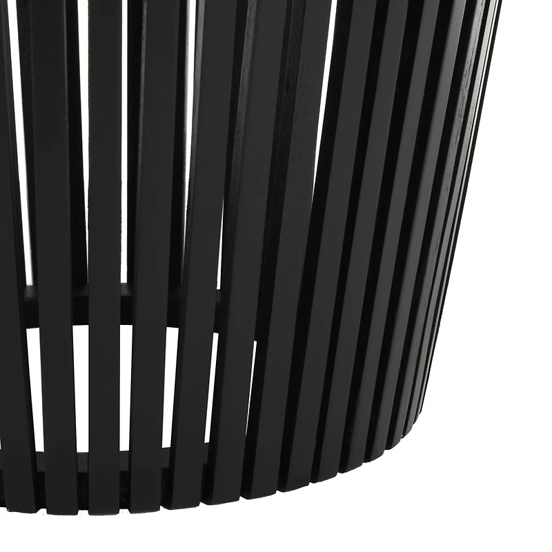 Black Wood Cage Inspired Accent Table with Clear Glass Tabletop Set