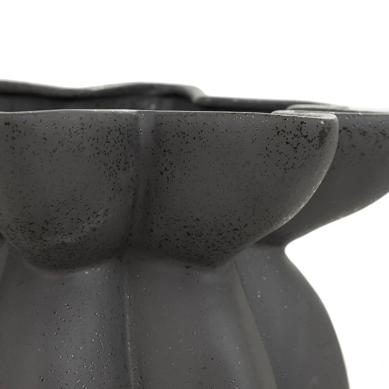15" Black Ceramic Speckle Textured Tulip Shape Vase