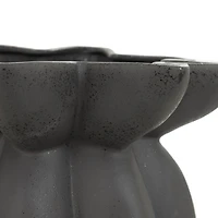 15" Black Ceramic Speckle Textured Tulip Shape Vase