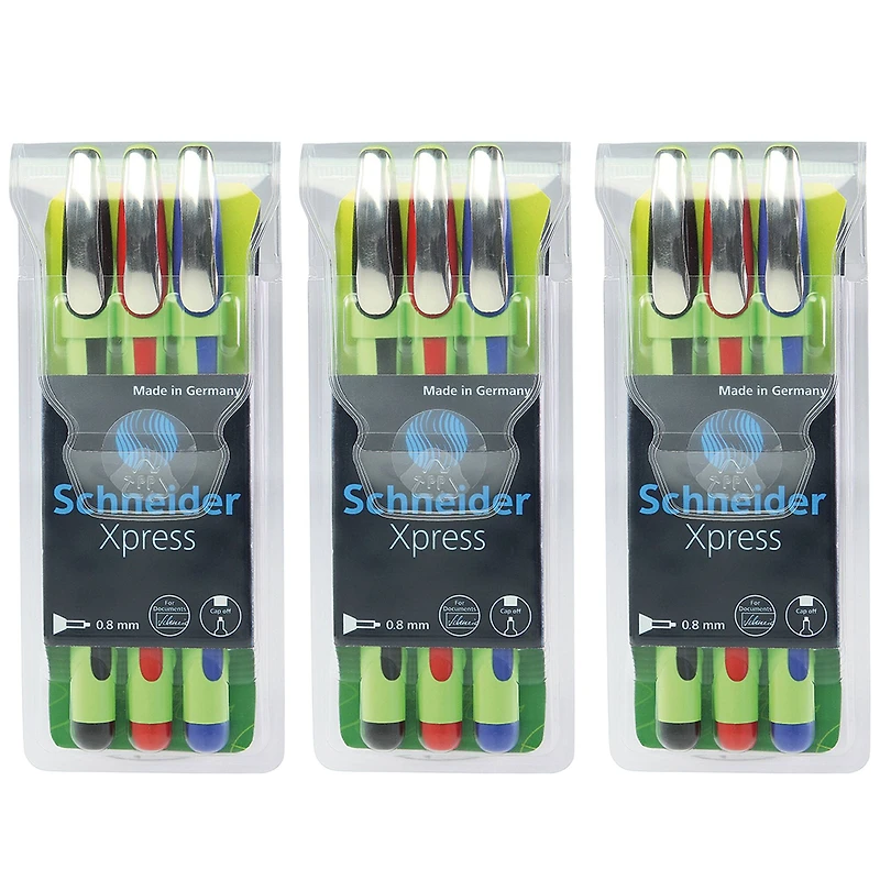 Schneider® Xpress 0.8mm Fiber Tip Fineliner Pen Set, 3ct.