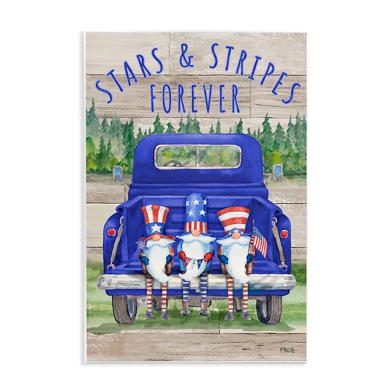 Stupell Industries Stars & Stripes Forever Americana Gnomes Wall Plaque Art