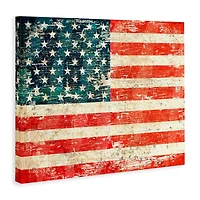 Stupell Industries Rustic American Flag Canvas Wall Art