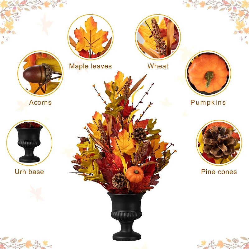 Glitzhome® 24" Fall Maple Leaf Urn Table Tree