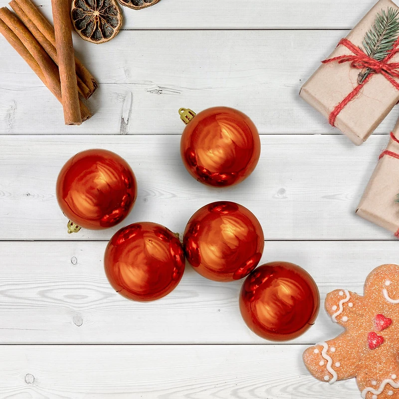 60ct. 2.5" Burnt Orange Shatterproof Shiny Christmas Ball Ornaments